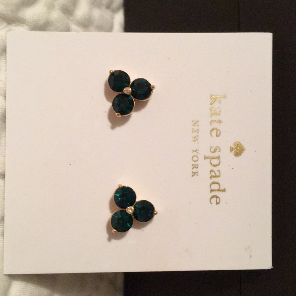 Kate Spade emerald/gold tone pierced earrings